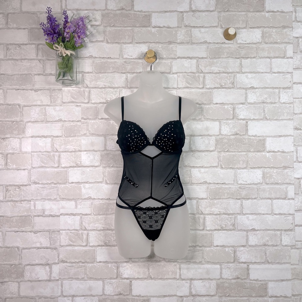 Frederick’s of Hollywood Black Lingerie Rhinestone Accents